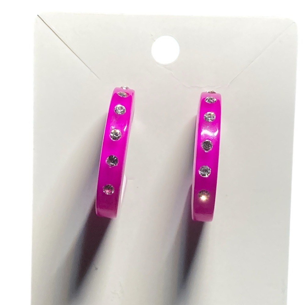 ✨3 for $12✨ Pink Rhinestone Half-Hoop Earrings